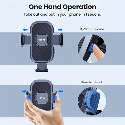 TOPK D38-C Car Phone Holder - Adjustable Horizontal and Vertical Mount for Car Dashboard, Compatible with All Phones, Upgraded Cell Phone Holder for Easy Viewing and Navigation