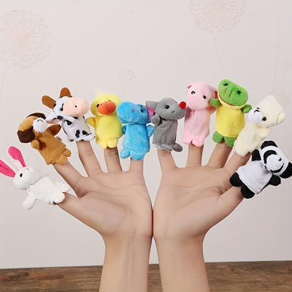 10pcs Mini Animal Finger Puppets Set, Small Cartoon Animal Finger Toys, Educational Family Time Story Time Toys, Party Favors For Shows, Playtime, Schools easter gift