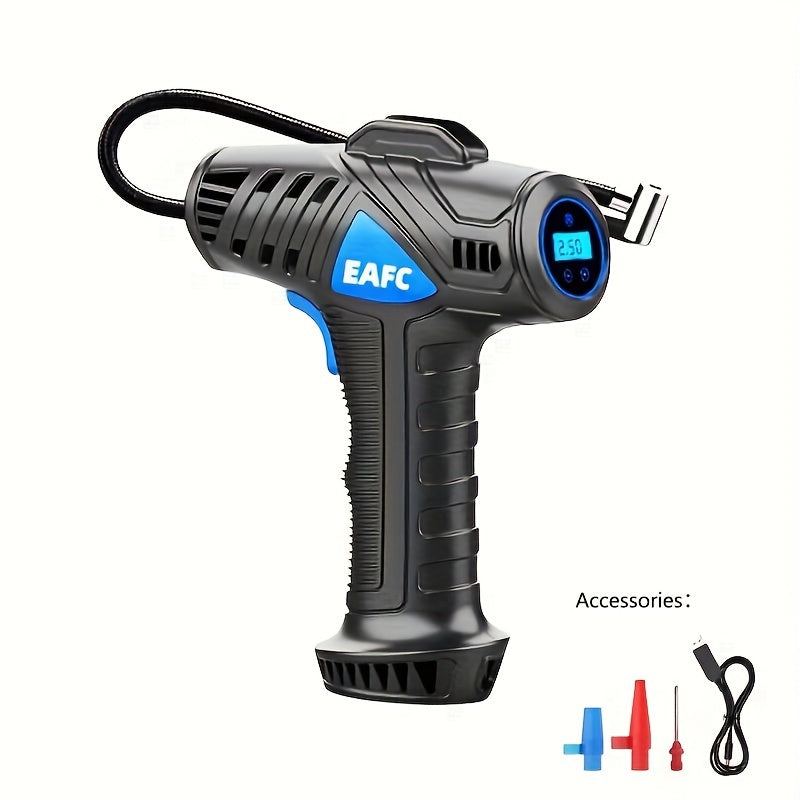 Portable Air Compressor: 150PSI Cordless Car Tire Inflator Pump With Pressure Gauge & Light - Perfect For Cars, Motorcycles & Bicycles!