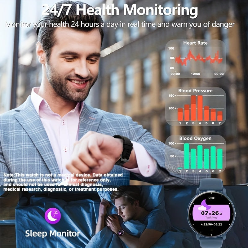 Smart Watch (Making/Answer Call) For Women Men, Wireless Calling Smartwatch With Sleep Monitor, Multi-Sport Mode, Weather Forecast, Ai Voice Control, Music Playing Control, Sport Fitness Tracker Watch Compatible For IPhone An