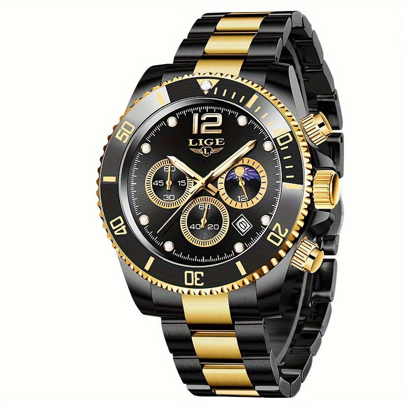 LIGE Watches men&women's Top Brand Luxury Clock Casual Stainless Steel men&women's Watch Sports Quartz Chronograph, Suitable for Women&women