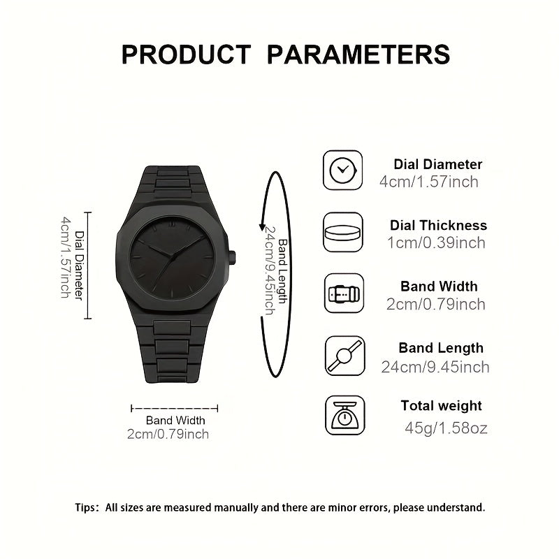 4pcs Modern Minimalist Black Quartz Watch Set - Roman Numeral Dial, Unisex Business & Casual Watches with Silicone Strap, Elegant Gift Box Included for Men & Women - Affordable Luxury Analog Watches for Everyday & Special Occ