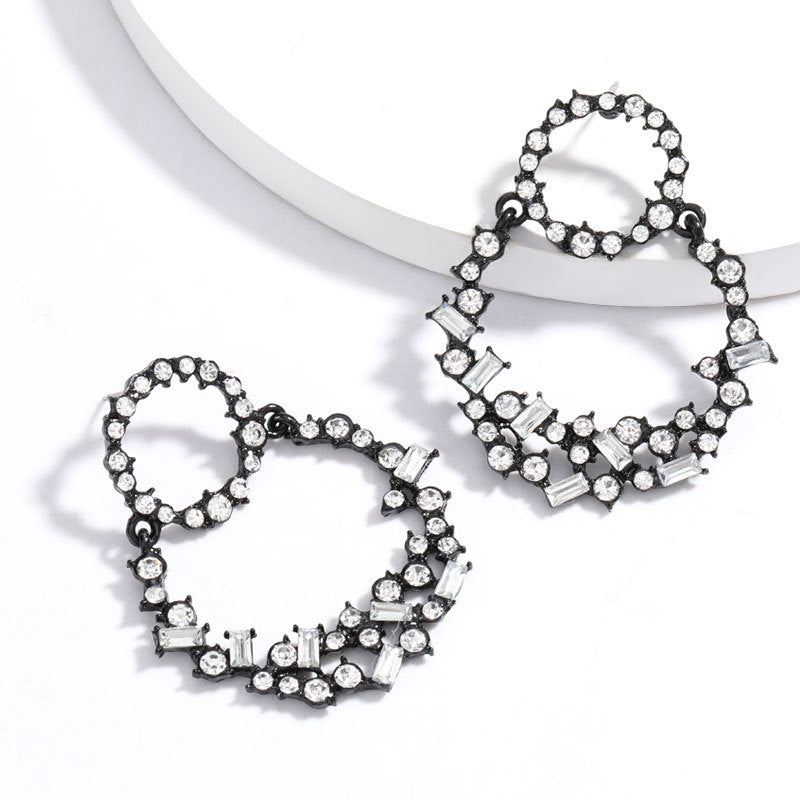 Fashion Exaggerated Glass Diamond Rhinestone Set Diamond Earrings