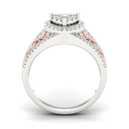 Luxury Diamond-set Zircon Heart Ring