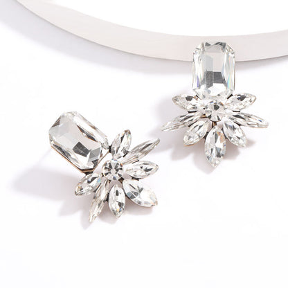 Fashion Exaggerated Glass Diamond Rhinestone Set Diamond Earrings