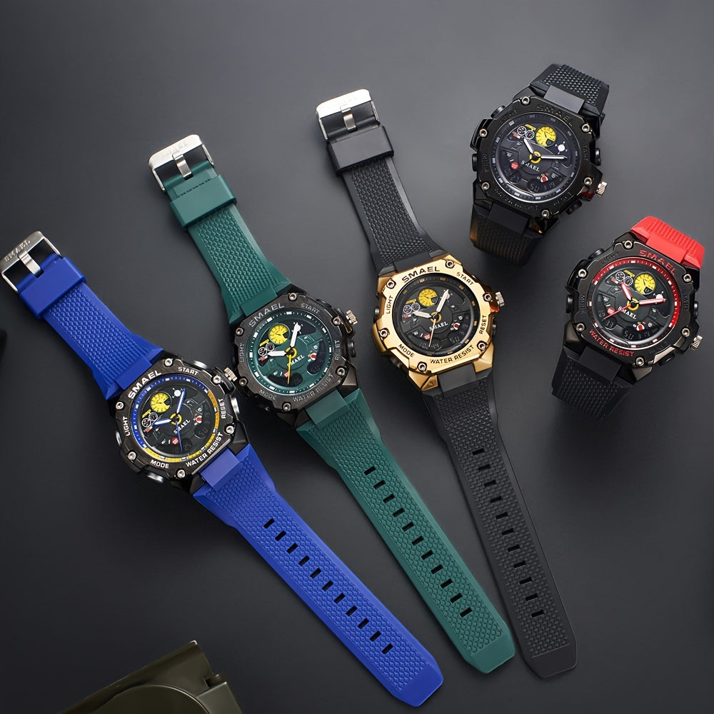 SMAEL Racing Dashboard Design Outdoor Sports Watch - LED Stopwatch Quartz - For Men & Women - Suitable for Sports & Outdoor Activities - Perfect Gift for Adventurers & Sports Enthusiasts