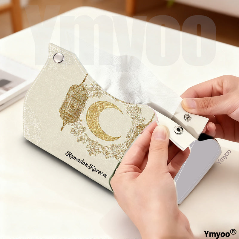 1pc Tissue Box Harmonious Ramadan Kareem Golden Crescent Lanterns Background Lattice for Boutique Showcase Winter Wedding Favor Cabin Surprise