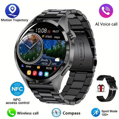 2025 New NFC Smart Watch For Men GPS Motion Trajectory 360*360 HD Screen AI Voice Wireless Call Smartwatch Sports Watch For Men Father'S Day Gift