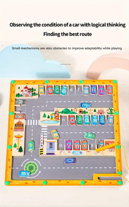 Magnetic Alphabet Maze Learning Toys, Fine Motor Skills Toys, Wooden Learning Letter Puzzle Board, Kids Preschool Learning Activities, Toys