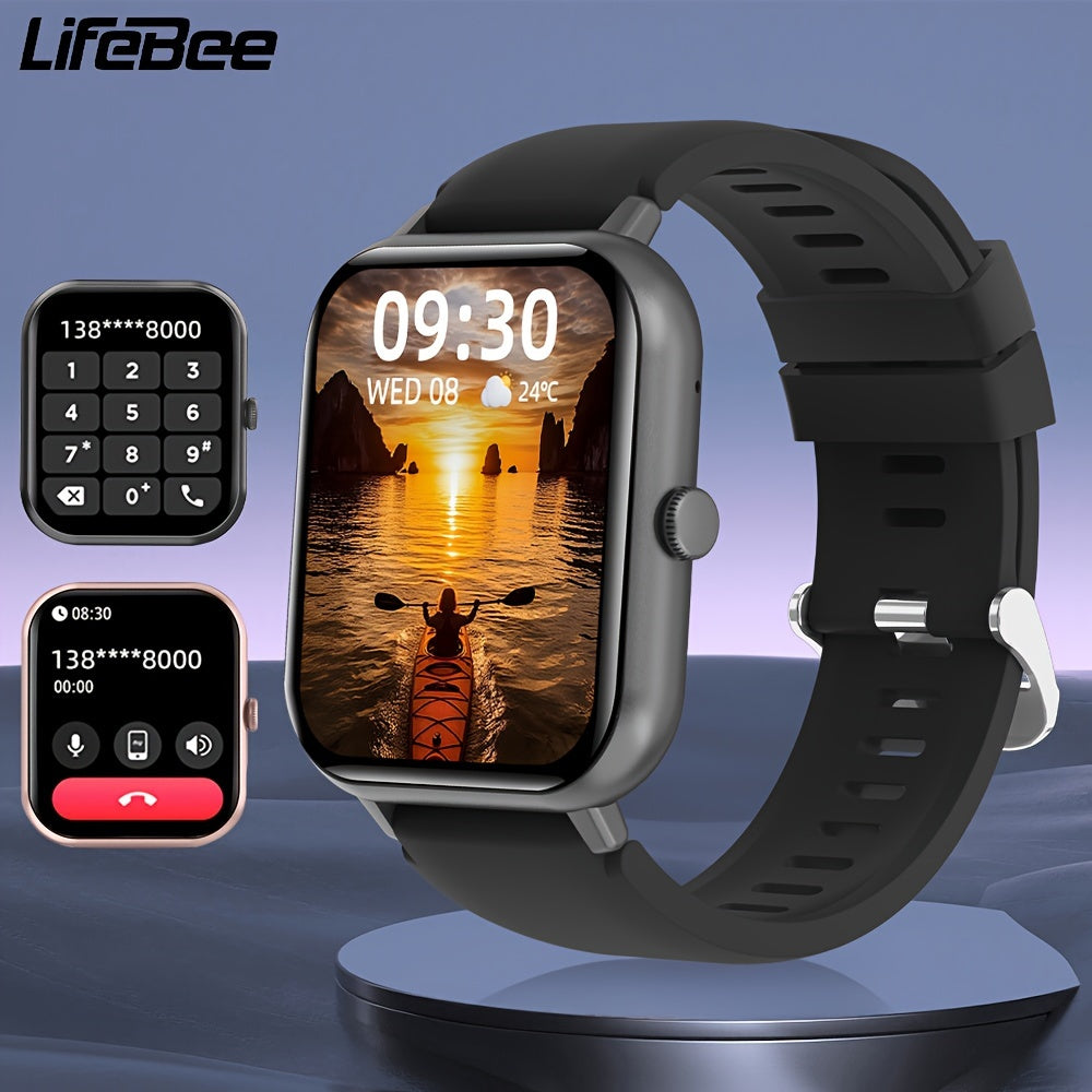 LIFEBEE Smartwatch For Men And Women, 4.65 Cm Full Touch Screen Smartwatch With Answer/Make Calls For Phone, Fitness Tracking Watch With 100+ Exercise Modes, Pedometer, Distance, Calories