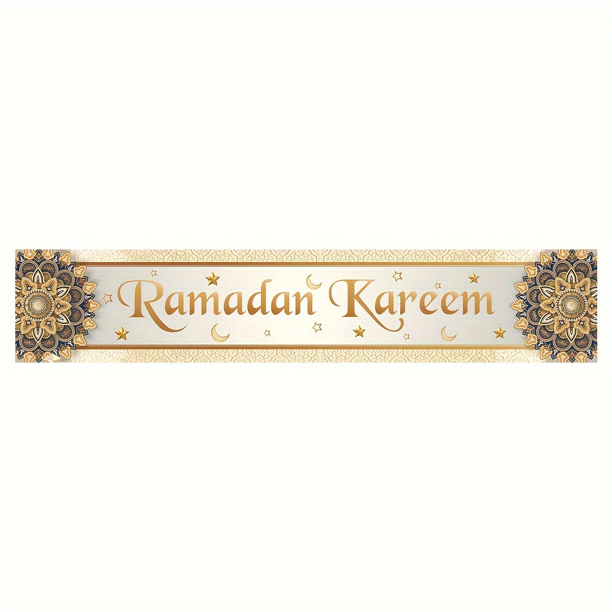 1pc, Ramadan Kareem Table Flag, Polyester Table Flag, 35x180CM, Suitable For Eid Table Decoration, Table Decor, Party Decor, Party Supplies, Holiday Decor, Holiday Supplies