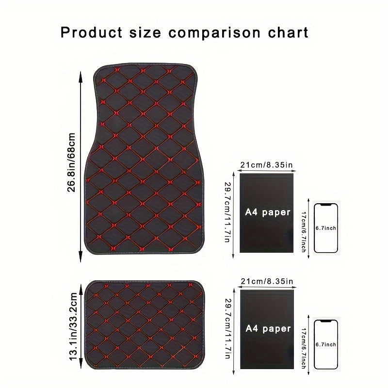 4pcs Car Floor Mats Universal Waterproof Front Rear Full Set Auto Rugs Faux Leather Car Carpet Accessories Interior