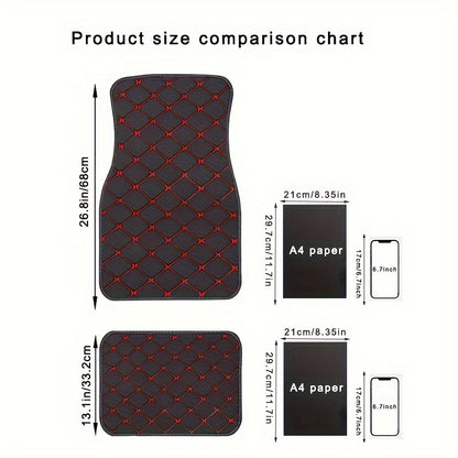 4pcs Car Floor Mats Universal Waterproof Front Rear Full Set Auto Rugs Faux Leather Car Carpet Accessories Interior