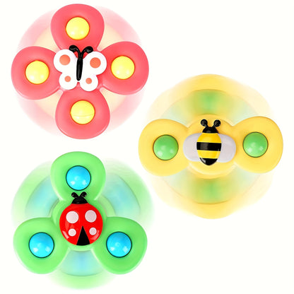 3-Pack Suction Cup Spinner Wheel Toys For Boys Ages 1-2 - Fun And Engaging Baby Toys! Christmas Halloween Thanksgiving Gifts