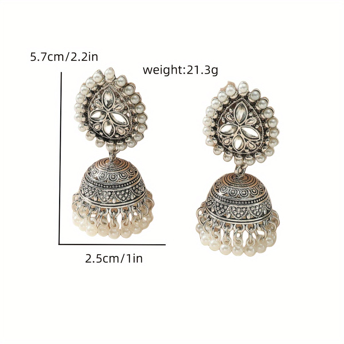 Stunning Bollywood-Inspired Drop Earrings - Women Jewelry - Retro Flower and Lantern Design, Golden or Silvery Finish, Daily Outfit and Party Accessories with Unique Style