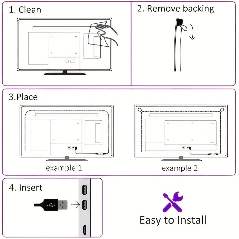 1 Set RGB 5050 LED Strip Lights, 3 Key Remote Control, 5V USB LED Strip Flexible Ribbon Diode Strap, For TV Backlight Room Decoration, Night Light For Party Use