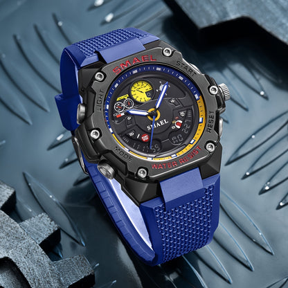 SMAEL Racing Dashboard Design Outdoor Sports Watch - LED Stopwatch Quartz - For Men & Women - Suitable for Sports & Outdoor Activities - Perfect Gift for Adventurers & Sports Enthusiasts