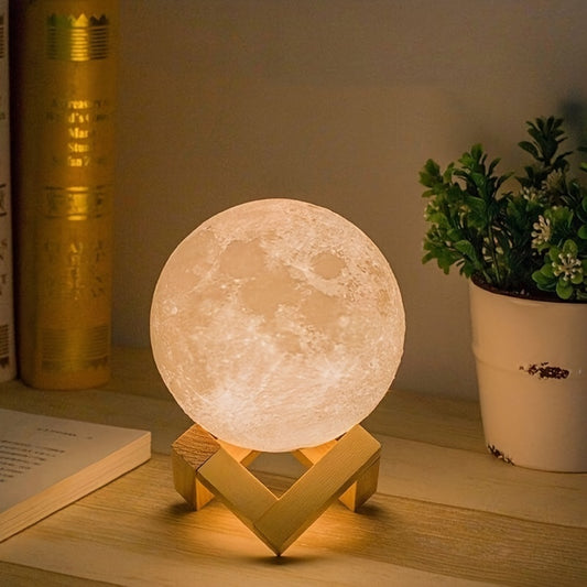 1pc, Moon Lamp, LED Night Light 3D Printing Moon Light, Moon Light Lamps For Friends Lover Birthday Gifts, Ramadan Kareem, Scene Decor, Room Decor, Mother's Day Gift, Mother's Day Decor