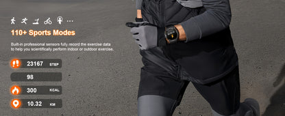 QTLLBT Smart Watch, Wireless Phone Answering, Outdoor Sports Watch, LED Light, High Quality, Compass Fitness Tracker, Pedometer, MMS Display, Suitable for Android, iPhone, Mobile Phone, Smart Watch for Men And Women, Gift