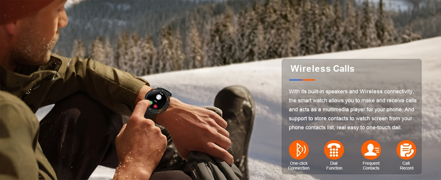 QTLLBT Smart Watch, Wireless Phone Answering, Outdoor Sports Watch, LED Light, High Quality, Compass Fitness Tracker, Pedometer, MMS Display, Suitable for Android, iPhone, Mobile Phone, Smart Watch for Men And Women, Gift