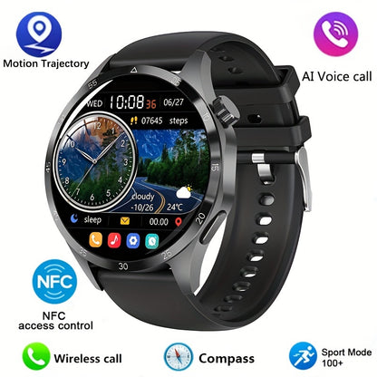 2025 New NFC Smart Watch For Men GPS Motion Trajectory 360*360 HD Screen AI Voice Wireless Call Smartwatch Sports Watch For Men Father'S Day Gift