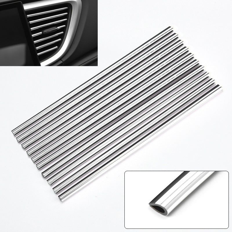 10pcs 20cm Car Air Conditioner Decoration Strip For Vent Outlet, U Shape Moulding Trim Strips, Styling Car Door Edge Corner Protector