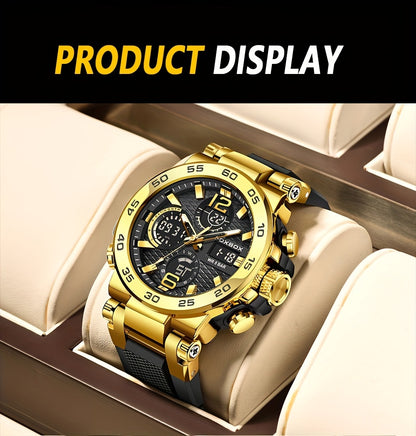 Men's Sports Watch, Waterproof Dual Display Digital Quartz Watch, Alarm Clock Chronograph Multifunction Luminous Watch, Ideal choice for Gifts