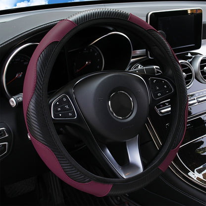Universal Car Steering Wheel Cover, Carbon Fiber Elastic PU Leather, Wear-Resistant Non-Slip, 36.83-38.1cm, No Inner Ring, Car Accessories for Vehicle Interior Decor