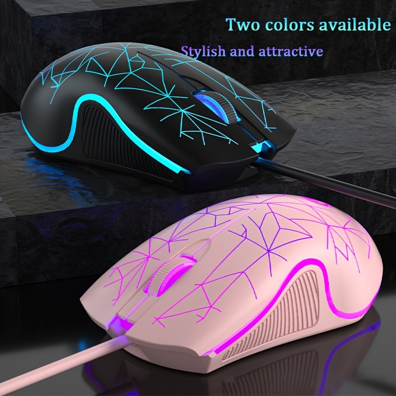 Colorful Mute Wired Gaming Mouse 1600 DPI Magic 3 Button USB Mouse With RGB Backlight Mute Mice For PC Gamer Computer Laptop Mouse Mice