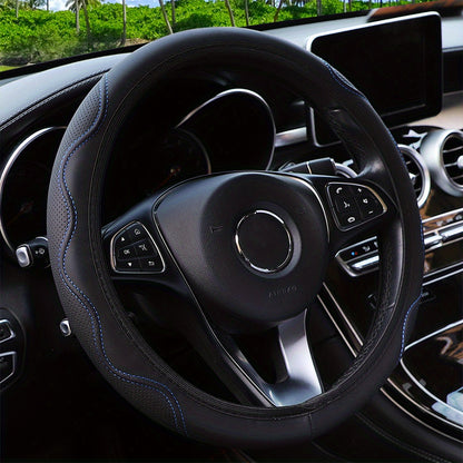 Luxurious PU Leather Steering Wheel Cover - 3D Comfort, No Inner Ring, Car Accessories Christmas Gift