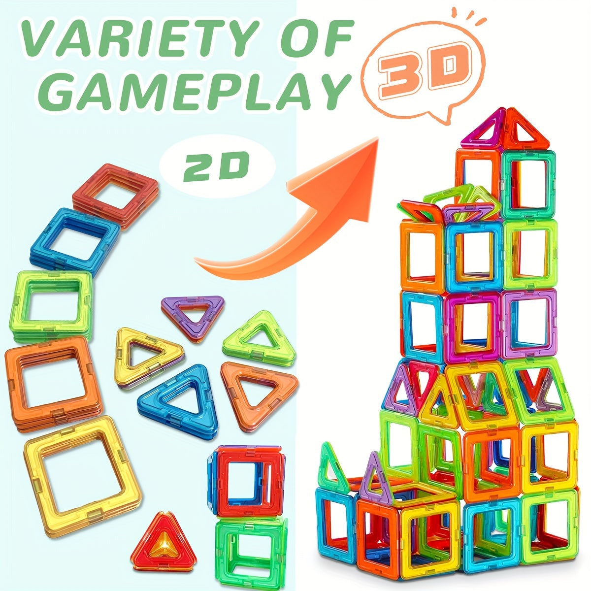 Magnetic Building Blocks Big Size 3D STEM Educational Magnetic Building Constructor Set Toys, Birthday Gifts, Learning Toys, Random Color Christmas, Halloween Gift