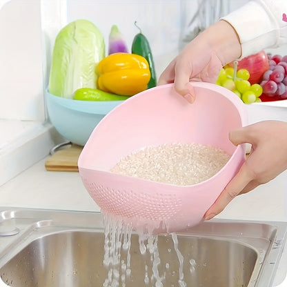 1pc Multi-Functional Kitchen Washing Basket Basin - Food-Safe Plastic with Drain Holes for Efficient Draining, Rinsing Rice, Vegetables & Fruits - Space-Saving Design for Small Kitchens & Dishwashing