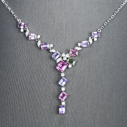 Lavender Diamond Tourmaline Set Chain