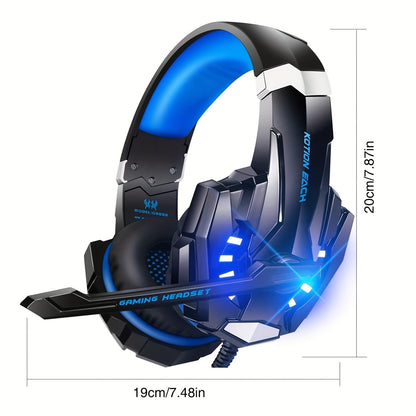 G9000 Stereo Gaming Headset For PS4 PC Xbox One For PS5 Controller, Noise Cancelling Over Ear Headphones With Mic, LED Light, Bass Surround, Soft Memory Earmuffs For Laptop Mac NES Games