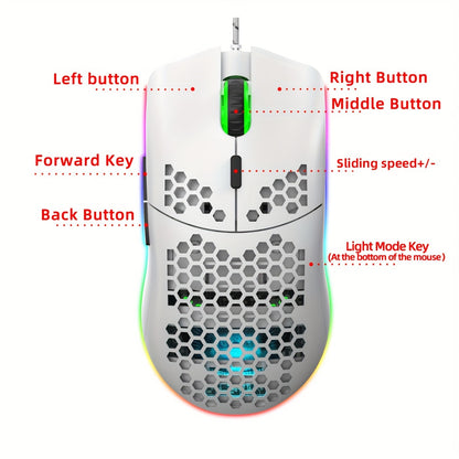 HXSJ-RGB Keyboard And Cellular Gaming Mouse, Compact 68-key Mini Wired Keyboard RGB Backlit 1000-6400 DPI Mouse, Keyboard And Mouse Gaming PS4 Xbox PC Laptop Mac