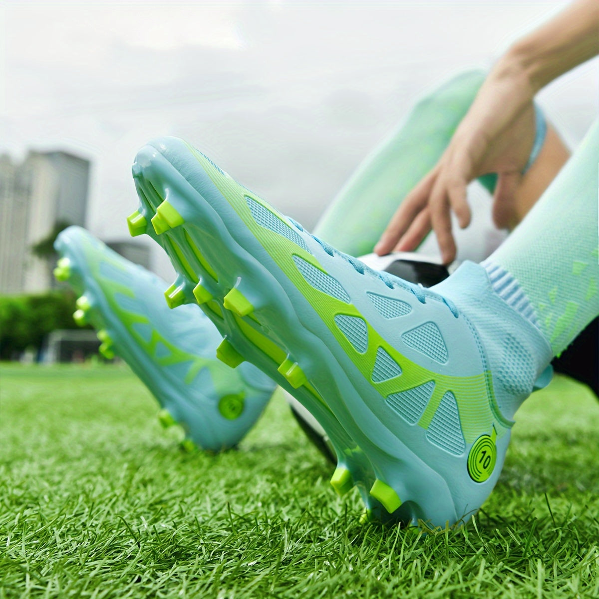 Professional Soccer Cleats, Football Shoes With Long Nail, Non-slip Breathable High Top Fashion Athletic Sneakers