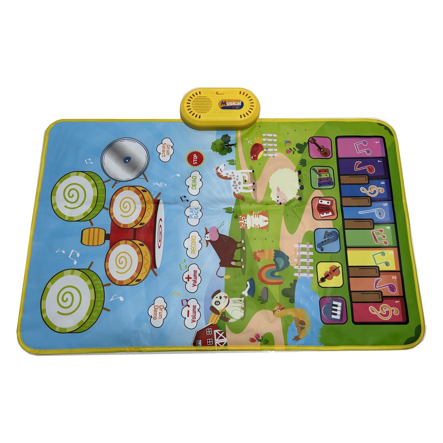 Musical Toys With 8 Animal Sounds, Musical Mat With Piano Keyboard & Drum Set With 2 Sticks, 3 Instrument Sounds/13 Demo, Interactive Toy, Birthday/Christmas Gifts, Gaming Gift