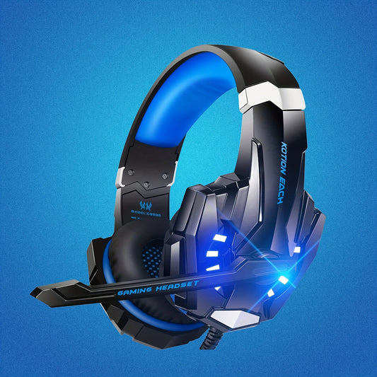 G9000 Stereo Gaming Headset For PS4 PC Xbox One For PS5 Controller, Noise Cancelling Over Ear Headphones With Mic, LED Light, Bass Surround, Soft Memory Earmuffs For Laptop Mac NES Games