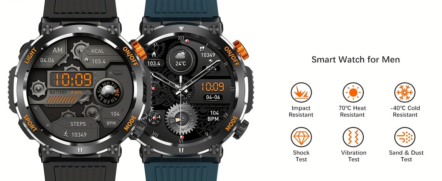 QTLLBT Smart Watch, Wireless Phone Answering, Outdoor Sports Watch, LED Light, High Quality, Compass Fitness Tracker, Pedometer, MMS Display, Suitable for Android, iPhone, Mobile Phone, Smart Watch for Men And Women, Gift