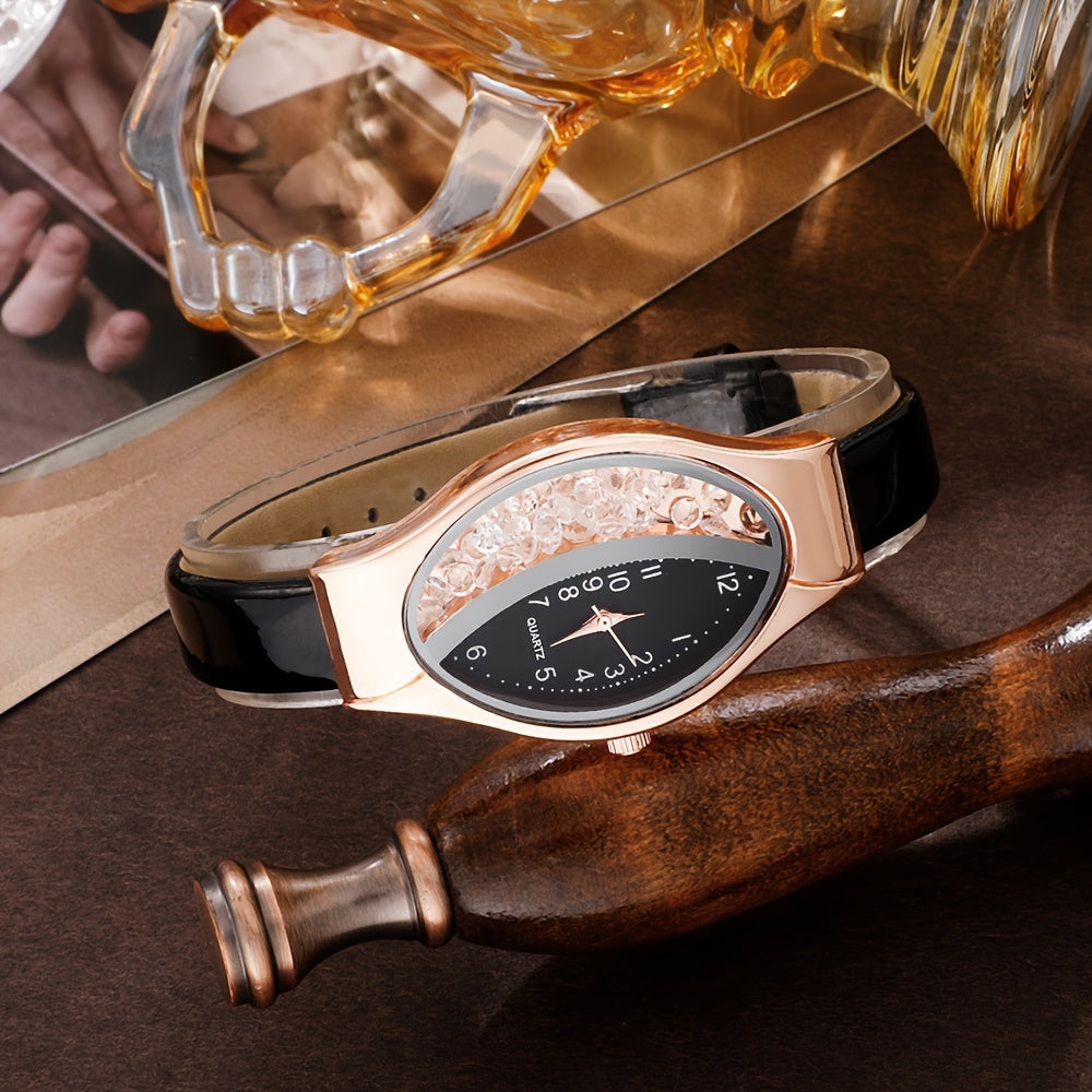 Black Quartz Watches PU Strap Zinc Alloy Pointer Zinc Alloy Dial Gifts For Mother's Day, Easter, Ramadan, Birthdays Gifts For Eid