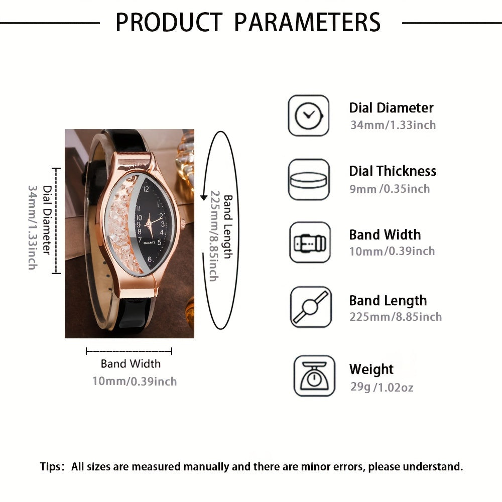 Black Quartz Watches PU Strap Zinc Alloy Pointer Zinc Alloy Dial Gifts For Mother's Day, Easter, Ramadan, Birthdays Gifts For Eid