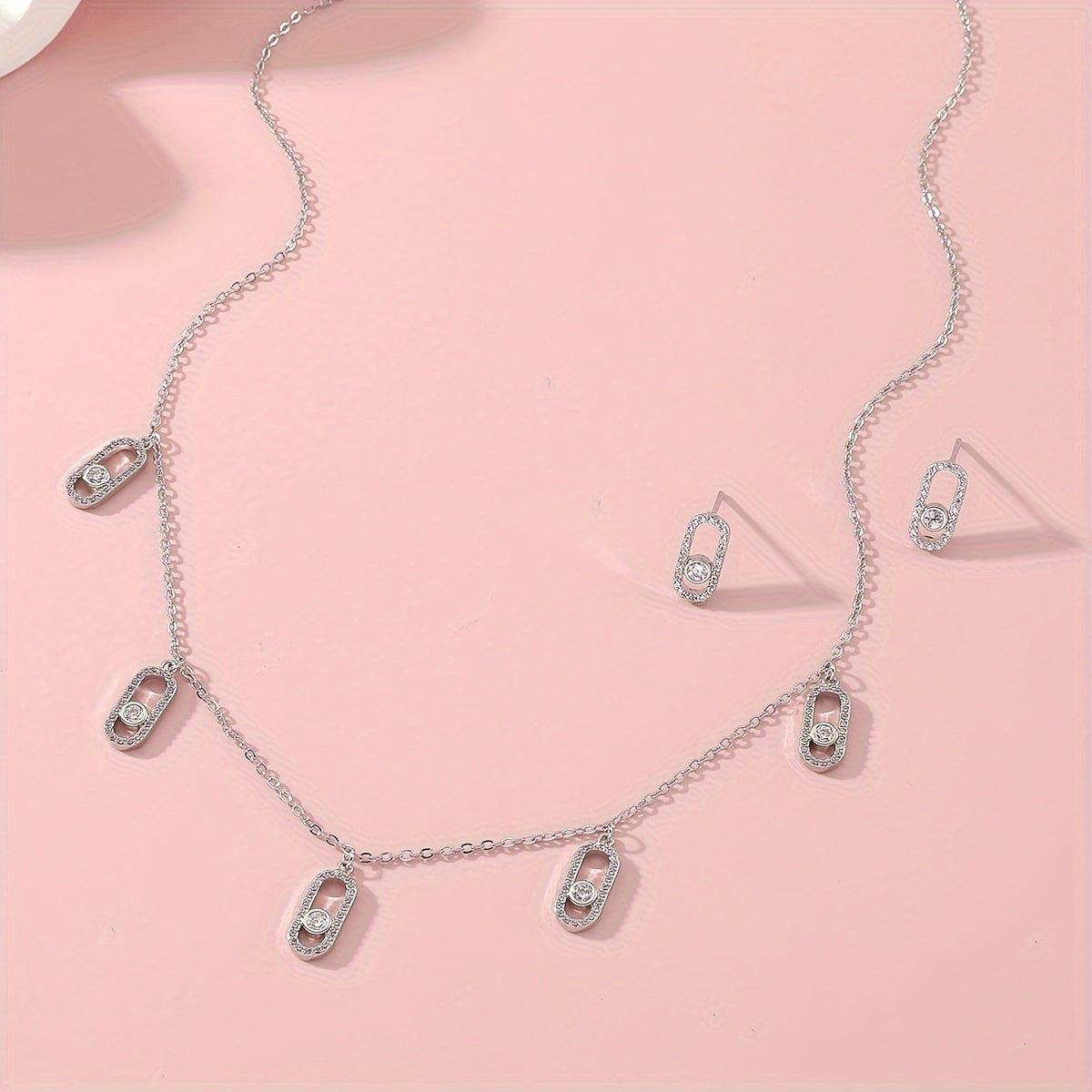 Elegant Women'S Jewelry Set - Golden-Plated Copper With Geometric Zircon Necklace & Earrings, Perfect For Everyday Wear Or Parties Earrings For Women Jewelry For Women