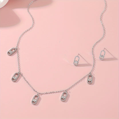 Elegant Women'S Jewelry Set - Golden-Plated Copper With Geometric Zircon Necklace & Earrings, Perfect For Everyday Wear Or Parties Earrings For Women Jewelry For Women