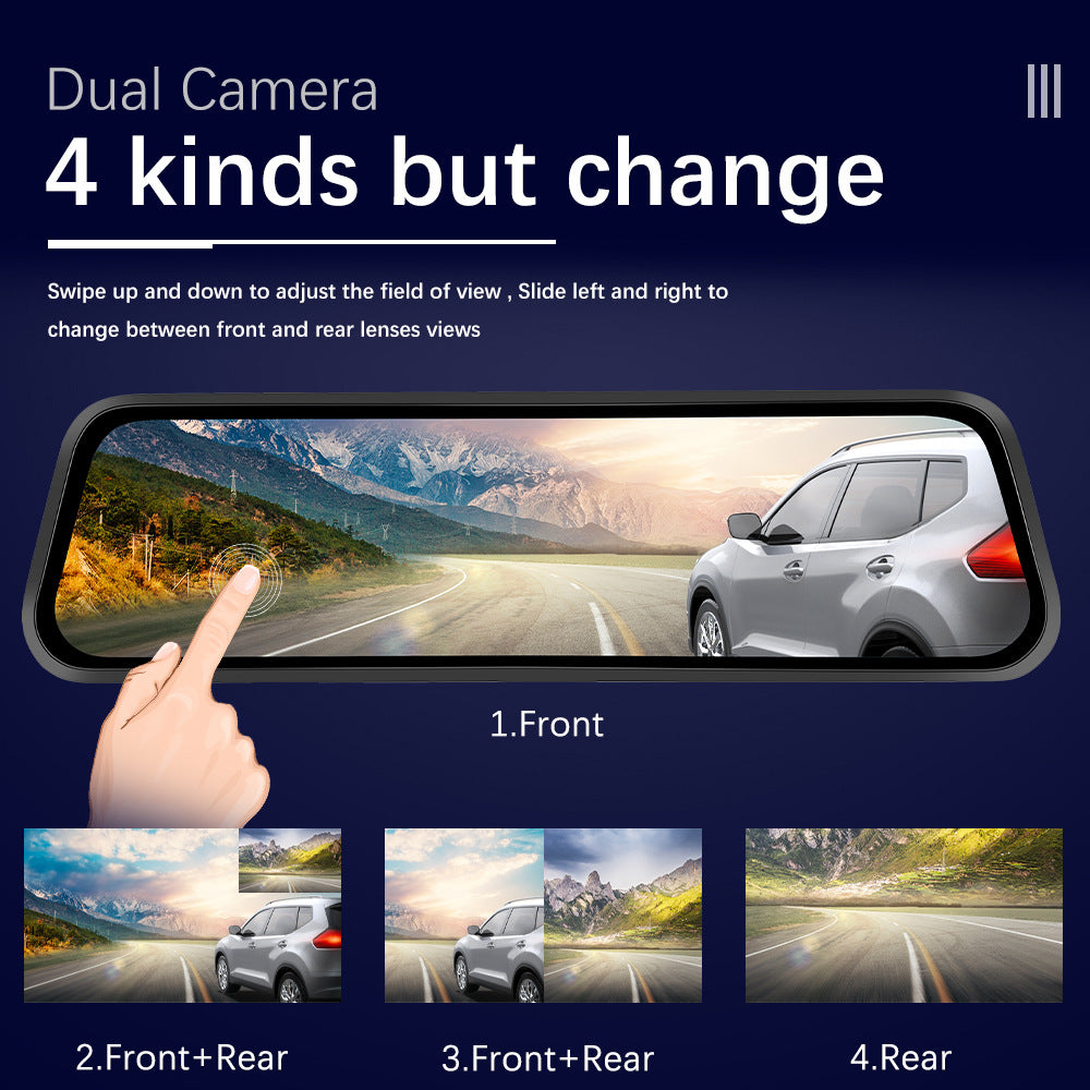 Streaming Media Car Car Dual Lens Smart Touch Rearview Mirror Tachograph