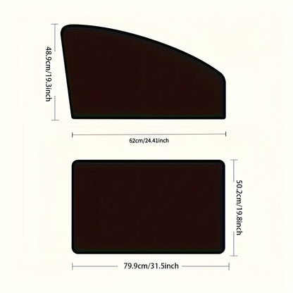 Set of 4 Magnetic Sunshades, Designed for Vehicle Side Windows, UV Protection and Heat Insulation Windshield Cover. Suitable for All Vehicles to Ensure Privacy. Front Window Shade with Anti-Sunlight Thermal Blocking Cooler Co