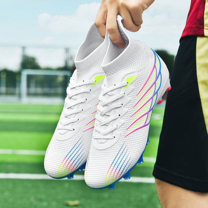 Professional Men'S High-Top Football Boots, AG Cleats, Anti-Slip, Breathable, All-Season Sports Shoes with Lace-Up Closure, TPU Sole, Fabric Inner, for Training, Running, and Outdoor Activities, Football Boot