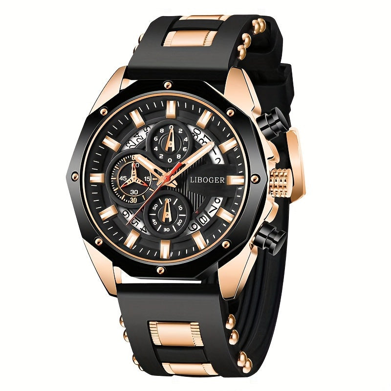 Stylish Business Men's Quartz Sports Watch - Auto Date Big Dial Wristwatch with Precise Timekeeping and Water Resistant Function - Perfect for Formal and Casual Occasions