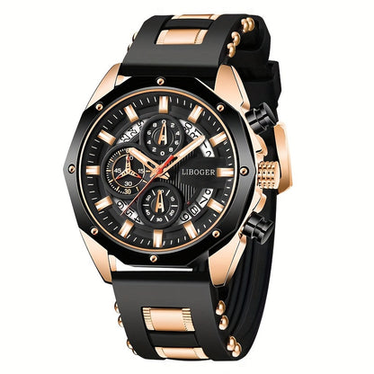 Stylish Business Men's Quartz Sports Watch - Auto Date Big Dial Wristwatch with Precise Timekeeping and Water Resistant Function - Perfect for Formal and Casual Occasions