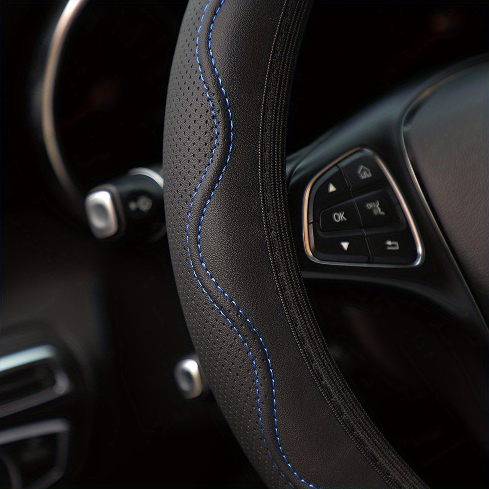 Luxurious PU Leather Steering Wheel Cover - 3D Comfort, No Inner Ring, Car Accessories Christmas Gift
