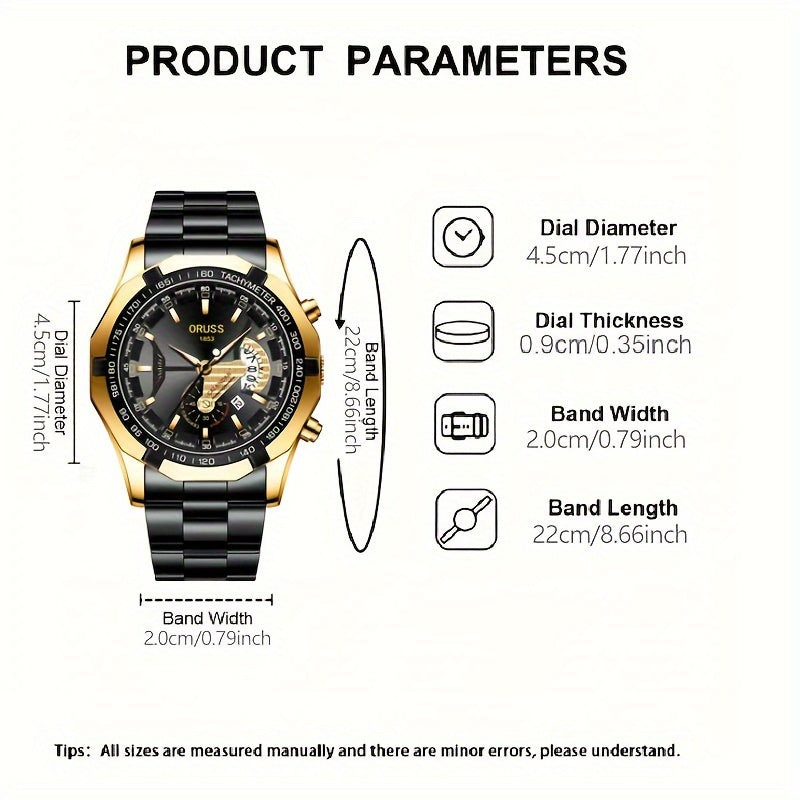 Authentic Mens Business Sports Watch - Radiant Luminous Dial with Dual Calendar - Domineering & Stylish - High-Grade Korean Design - Minimalist yetSophisticated